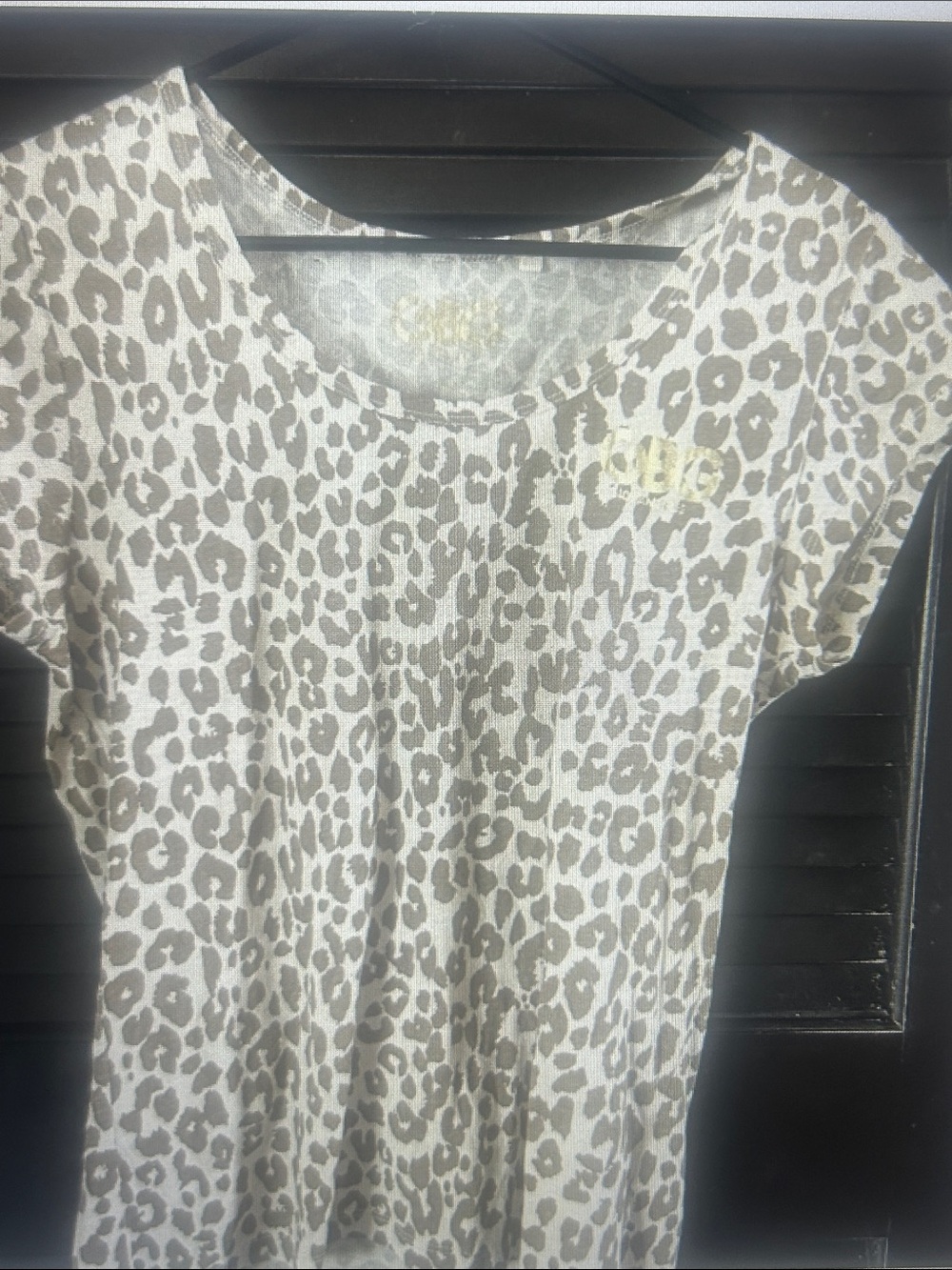 GBG Los Angeles Taupe and Cream Leopard Short Sleeve Tee